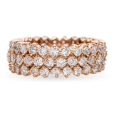 18k Rose Gold 3.15tcw Diamond Three Row Eternity Band