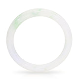 GIA Graded Jadeite Jade Variegated Green and White Bangle Bracelet
