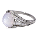 Antique Edwardian Purple Star Sapphire and Diamond Filigree Ring