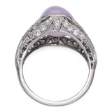 Antique Edwardian Purple Star Sapphire and Diamond Filigree Ring