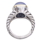 David Yurman Sterling Silver and 18k Yellow Gold Blue Calcedony Braided Ring