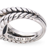 David Yurman Sterling Silver and 18k Yellow Gold Blue Calcedony Braided Ring