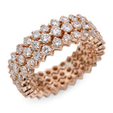 18k Rose Gold 3.15tcw Diamond Three Row Eternity Band