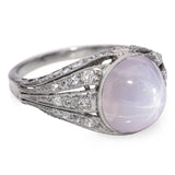Antique Edwardian Purple Star Sapphire and Diamond Filigree Ring