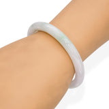 GIA Graded Jadeite Jade Variegated Green and White Bangle Bracelet