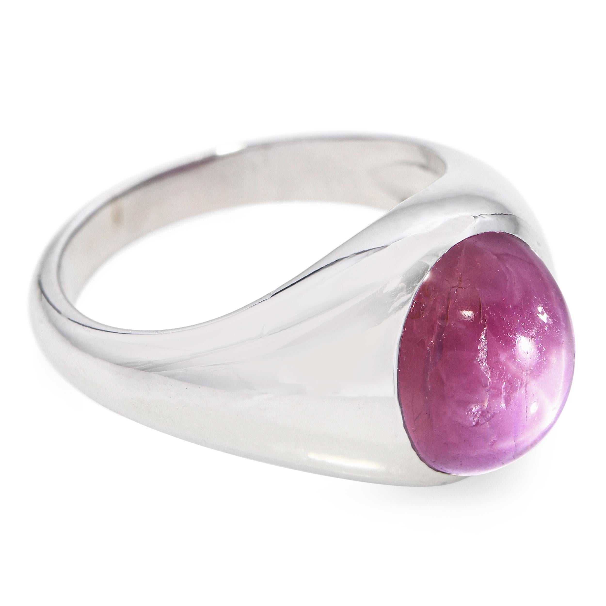 Vintage Platinum 6.27ct Star Ruby Dome Ring
