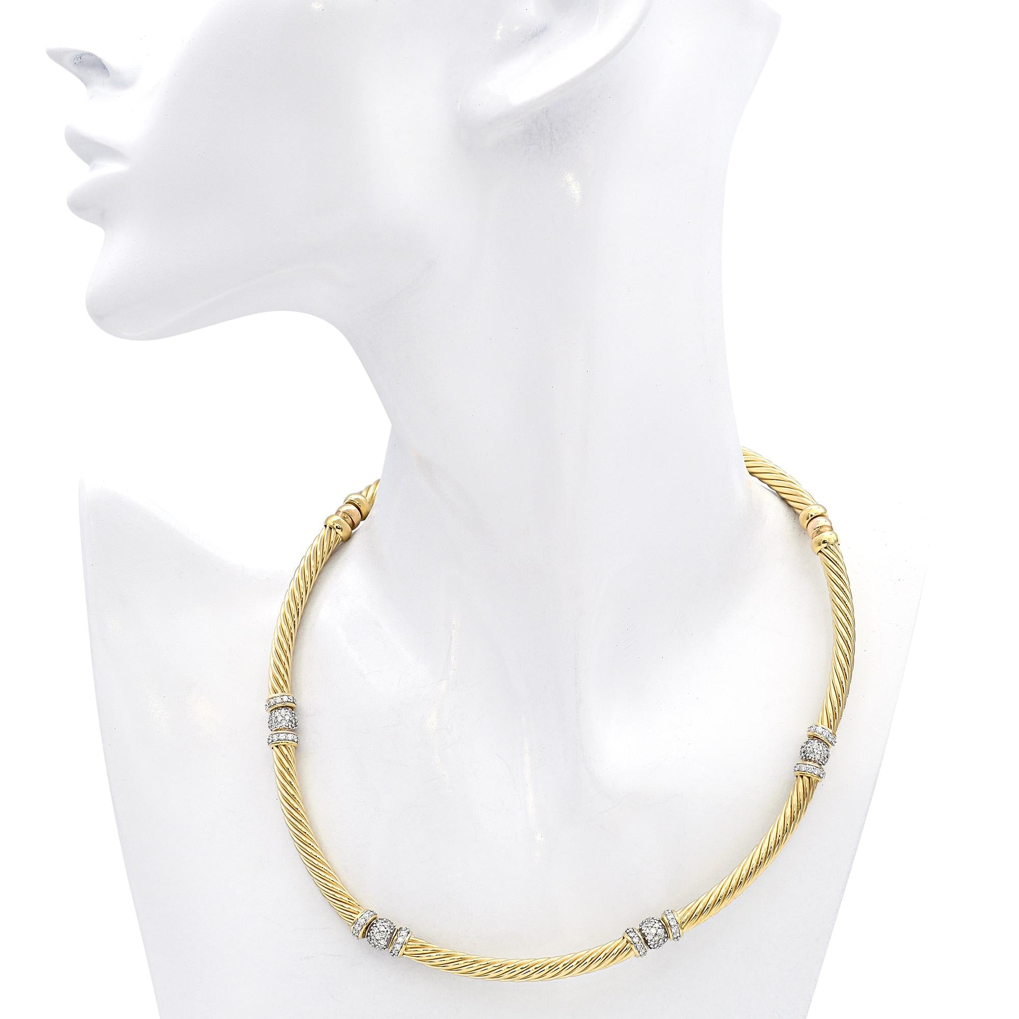 David Yurman 18k Yellow Gold Diamond Swivel Link Necklace