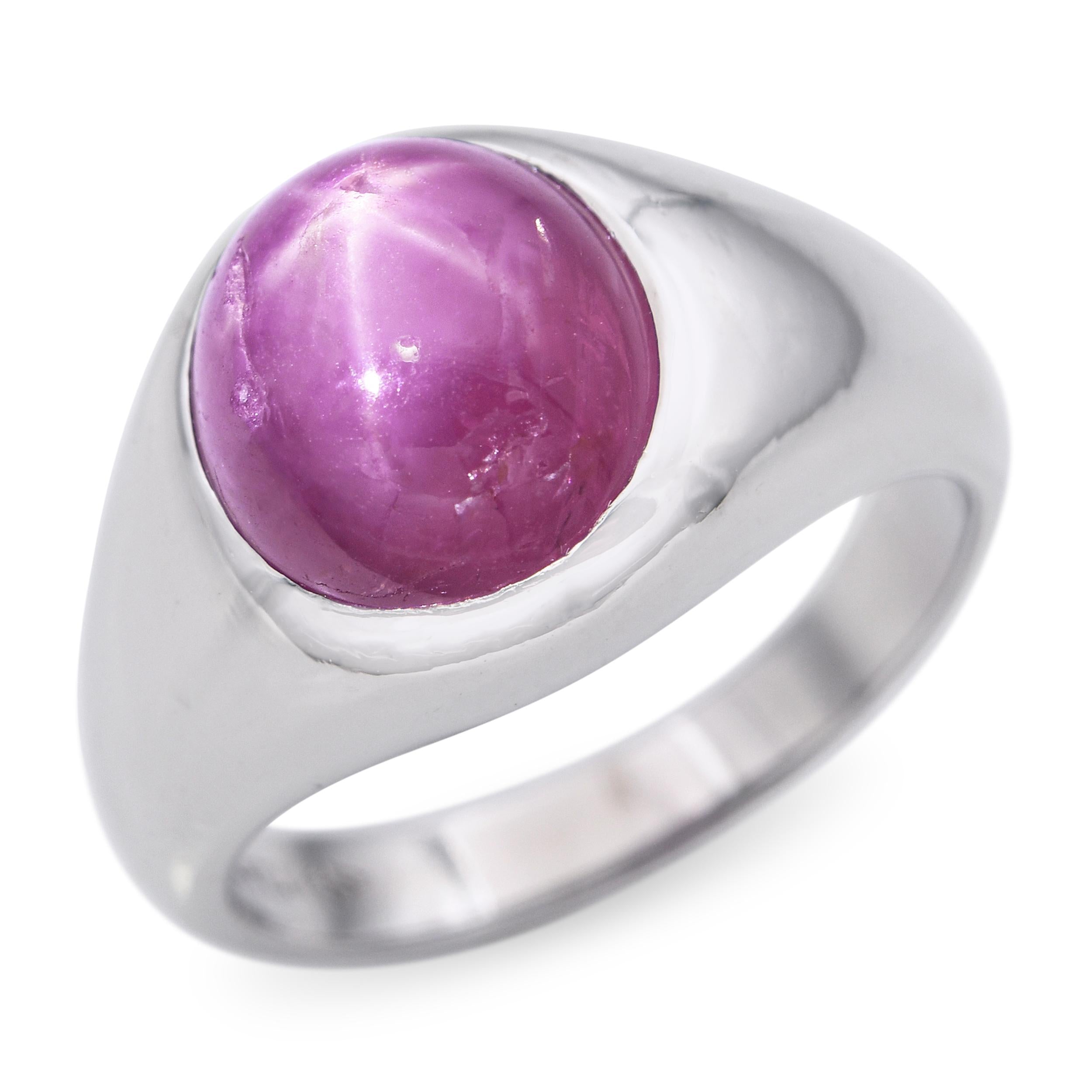 Vintage Platinum 6.27ct Star Ruby Dome Ring
