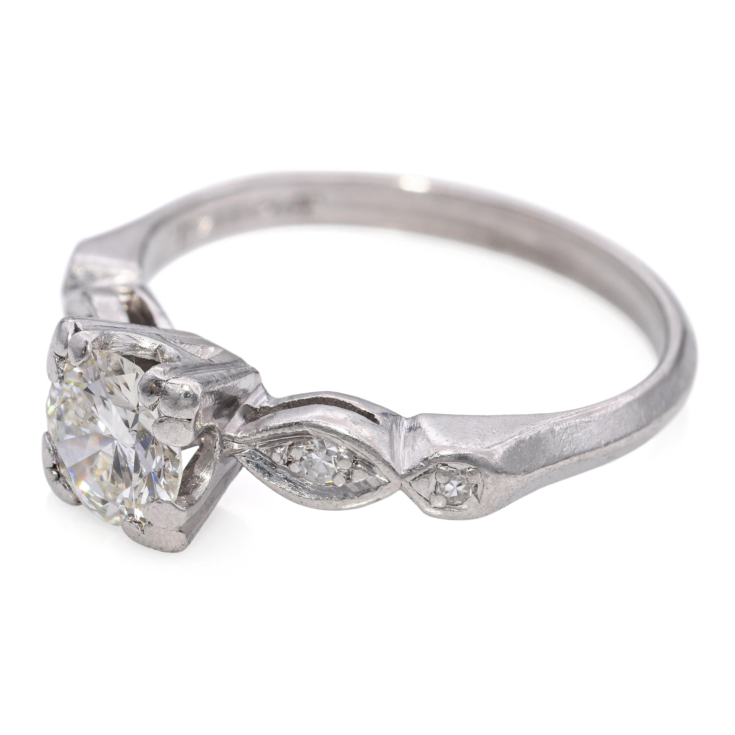 Vintage Platinum 0.90tcw Diamond Engagement Ring