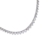 Platinum 10.97tcw Graduated E-F VVS Diamond Tennis Necklace