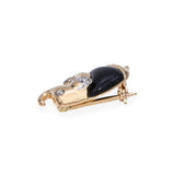 Vintage Vo 14k Yellow Gold Onyx and Diamond Elephant Brooch Pin