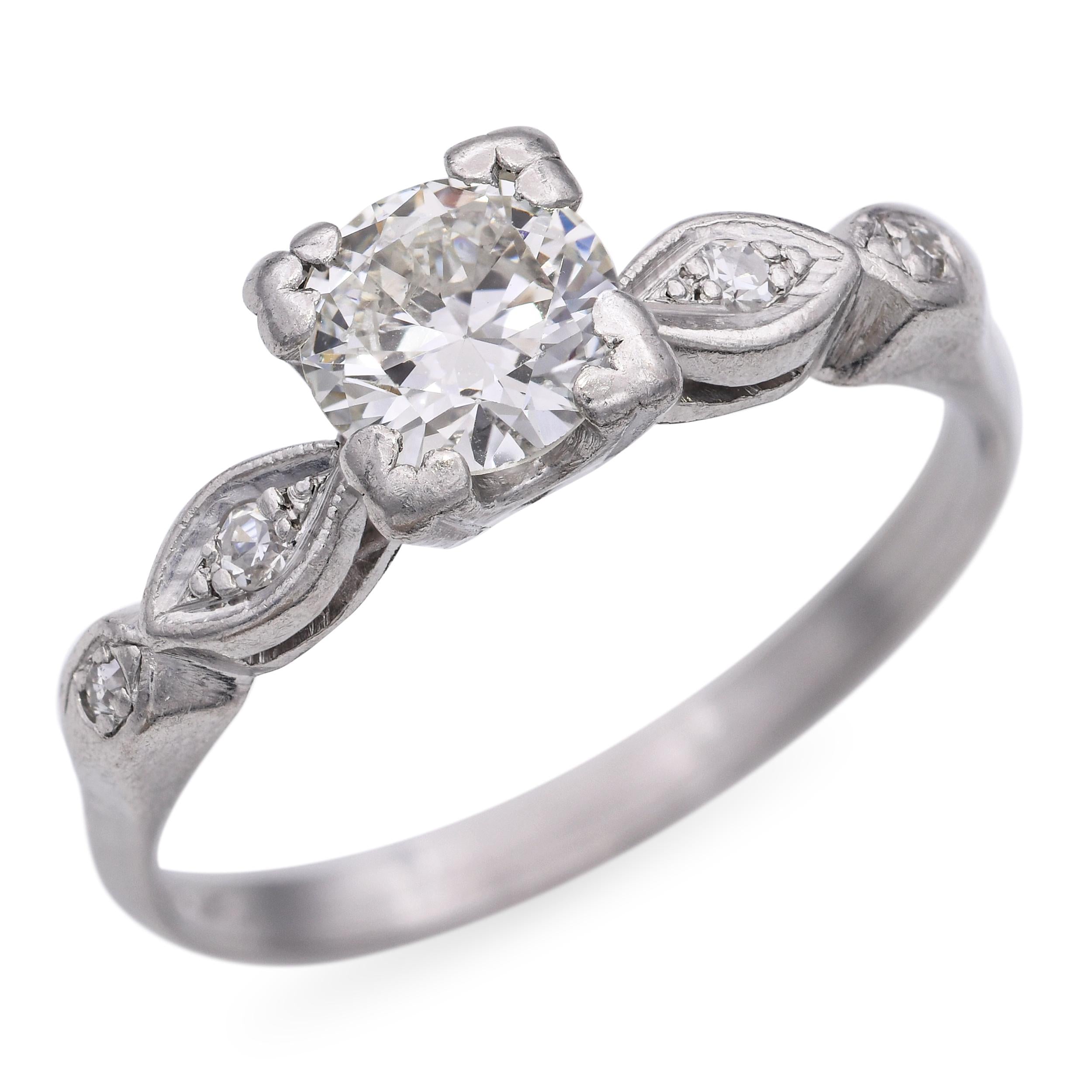 Vintage Platinum 0.90tcw Diamond Engagement Ring