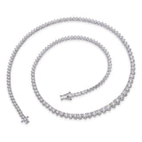 Platinum 10.97tcw Graduated E-F VVS Diamond Tennis Necklace