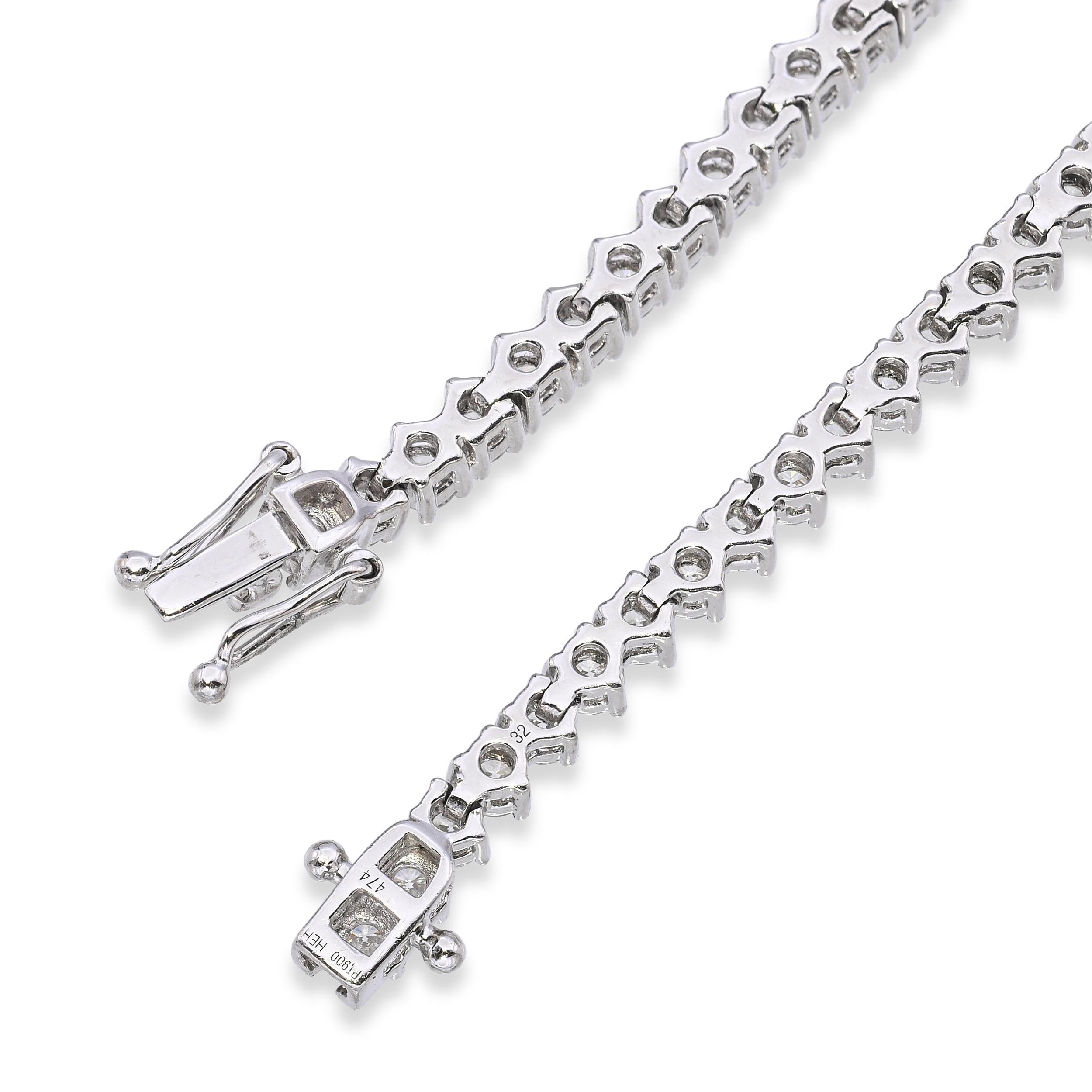 Platinum 10.97tcw Graduated E-F VVS Diamond Tennis Necklace