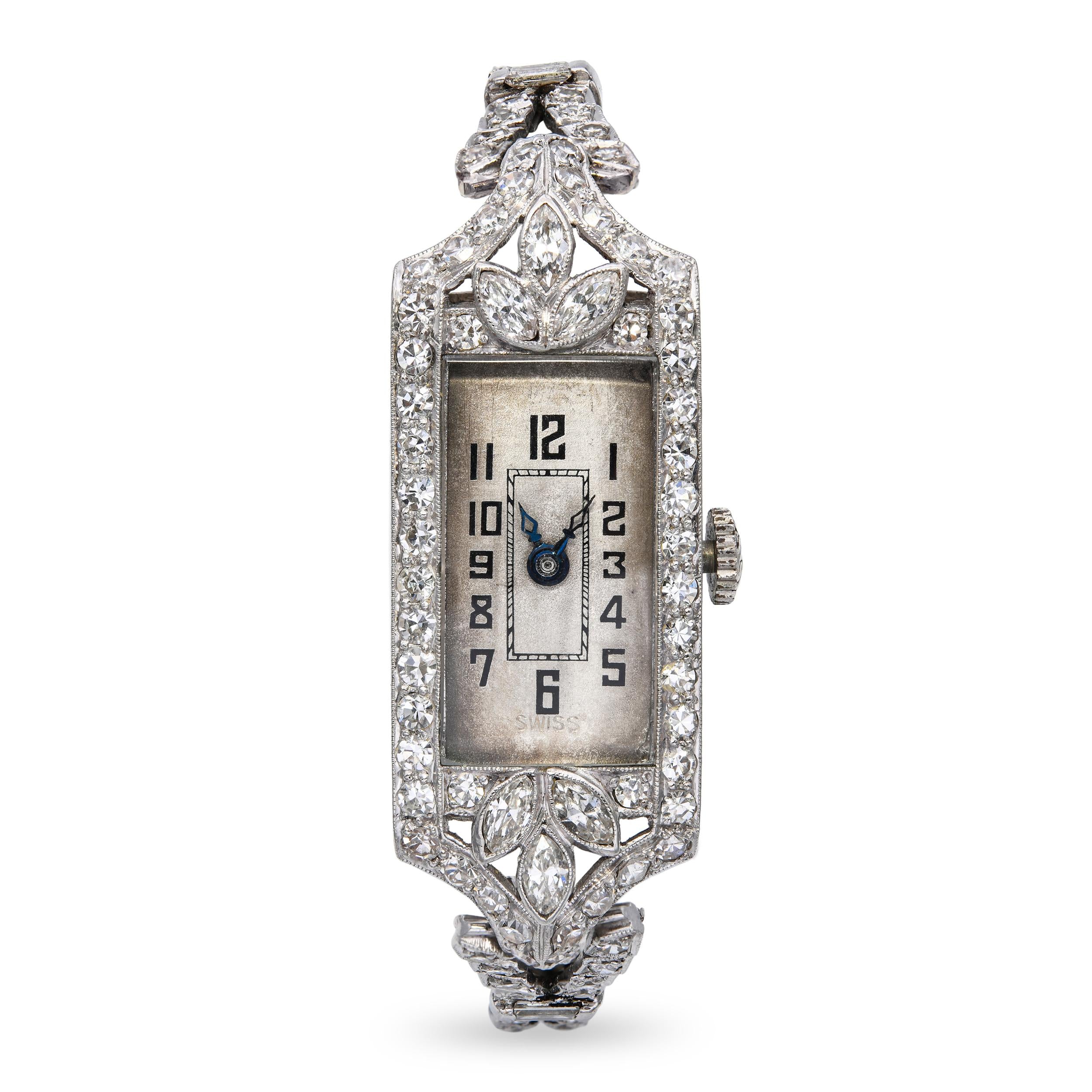 Glycine Watch Co Art Deco Platinum 4.03tcw Diamond Women's Watch