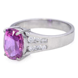 14k White Gold GIA 2.99ct Pink Sapphire and Diamond Ring