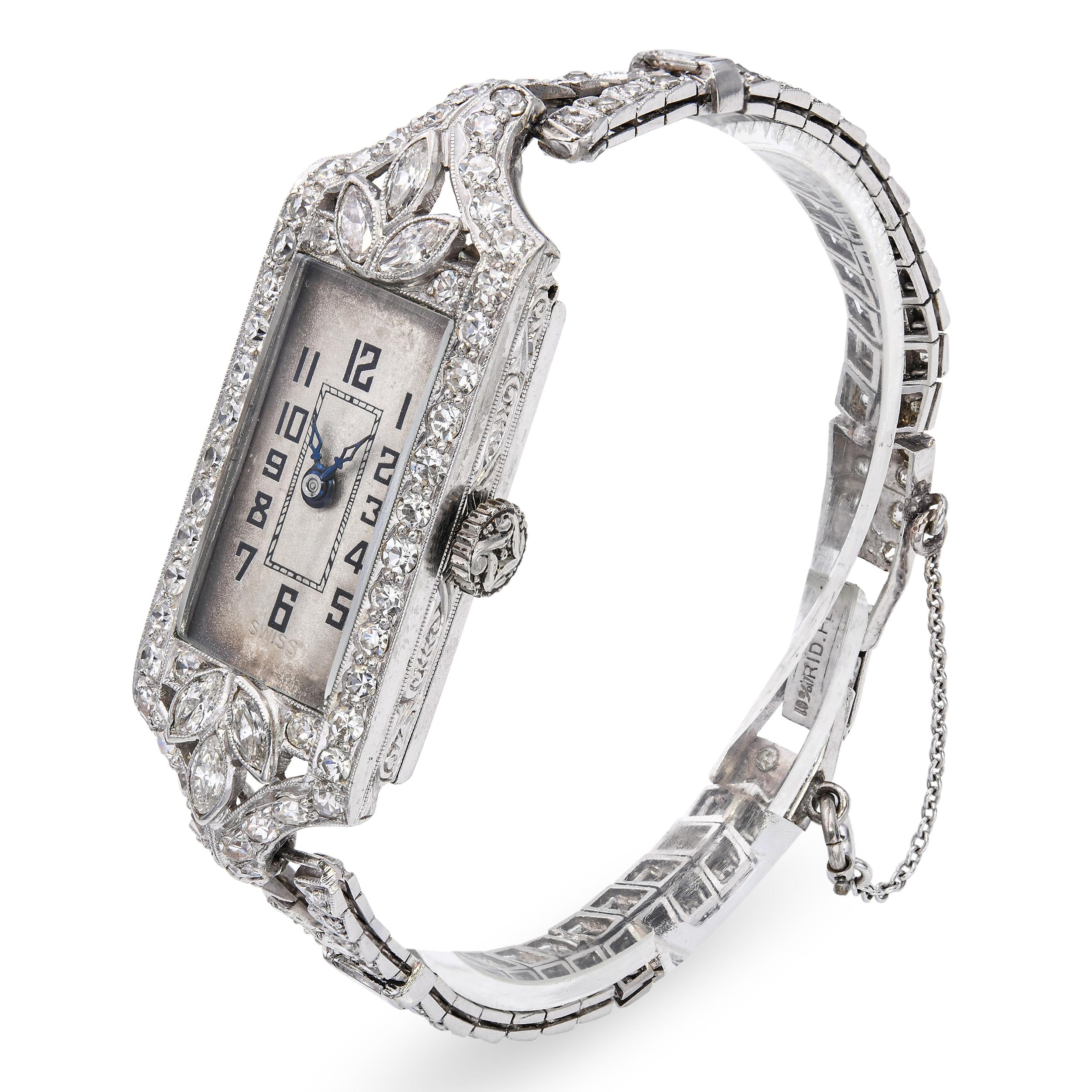 Glycine Watch Co Art Deco Platinum 4.03tcw Diamond Women's Watch