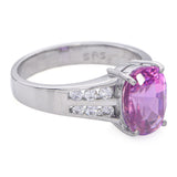 14k White Gold GIA 2.99ct Pink Sapphire and Diamond Ring