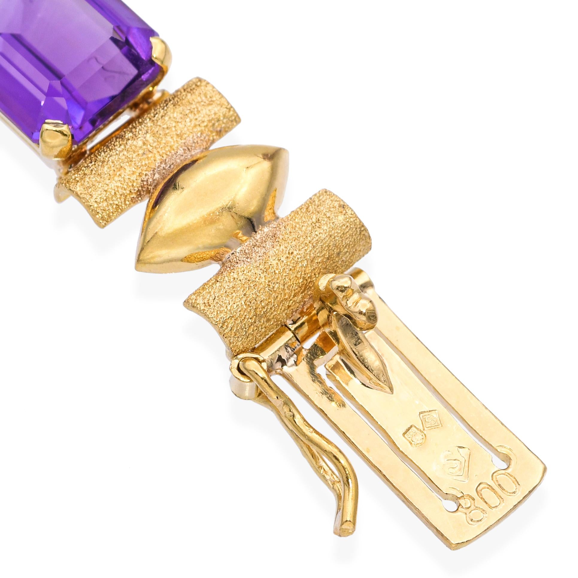 H. Stern 19k Yellow Gold Amethyst Link Bracelet