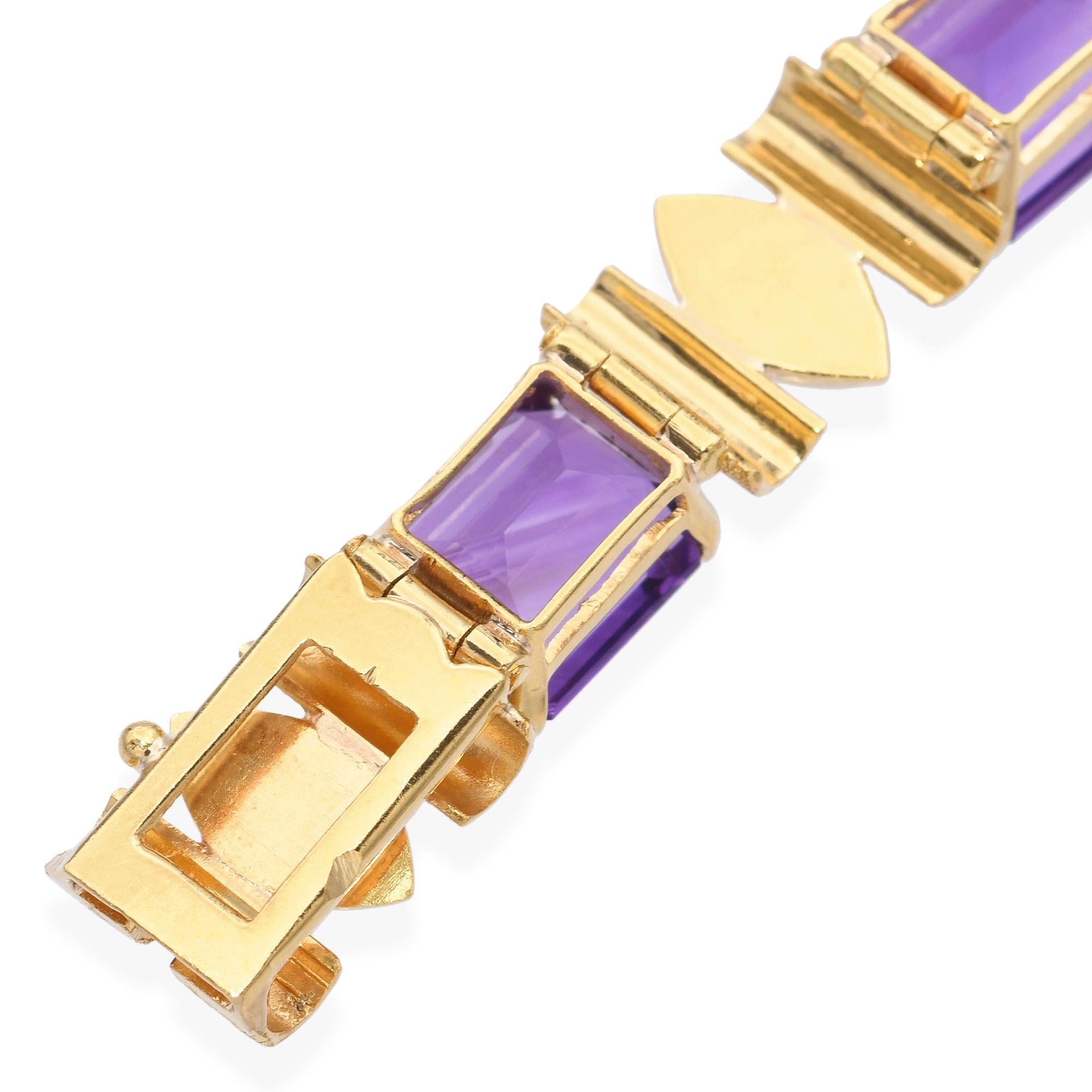 H. Stern 19k Yellow Gold Amethyst Link Bracelet