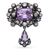 Antique Silver Topped Gold Rose-cut Diamond and Amethyst Brooch