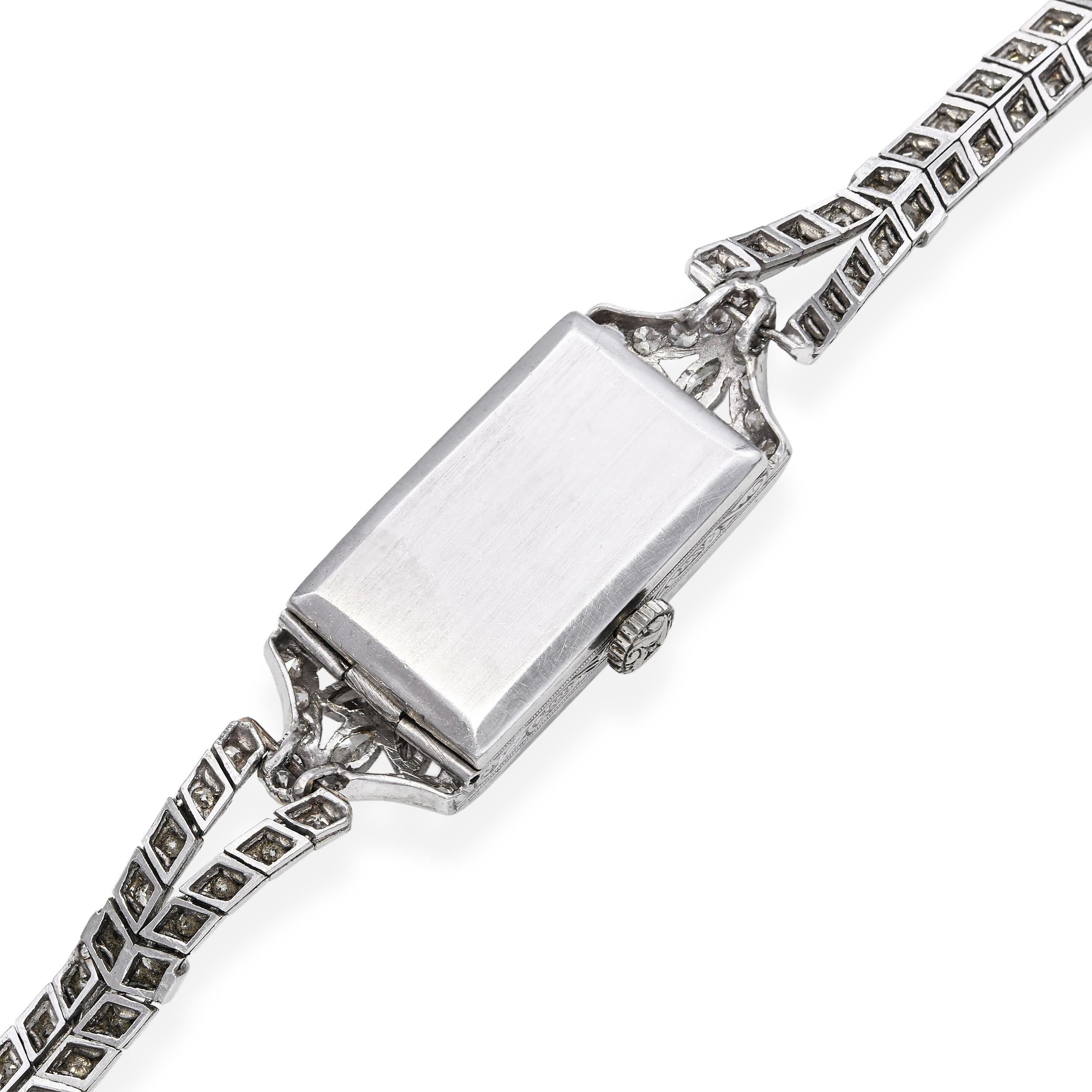 Glycine Watch Co Art Deco Platinum 4.03tcw Diamond Women's Watch