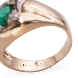 Vintage 14k Yellow Gold 0.68ct Emerald and Diamond Ring