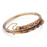 Etruscan Revival High Karat Yellow Gold Ruby & Sapphire and Pearl Bracelet