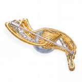 Vintage 18k Two Tone Gold South Sea Pearl and Diamond Brooch