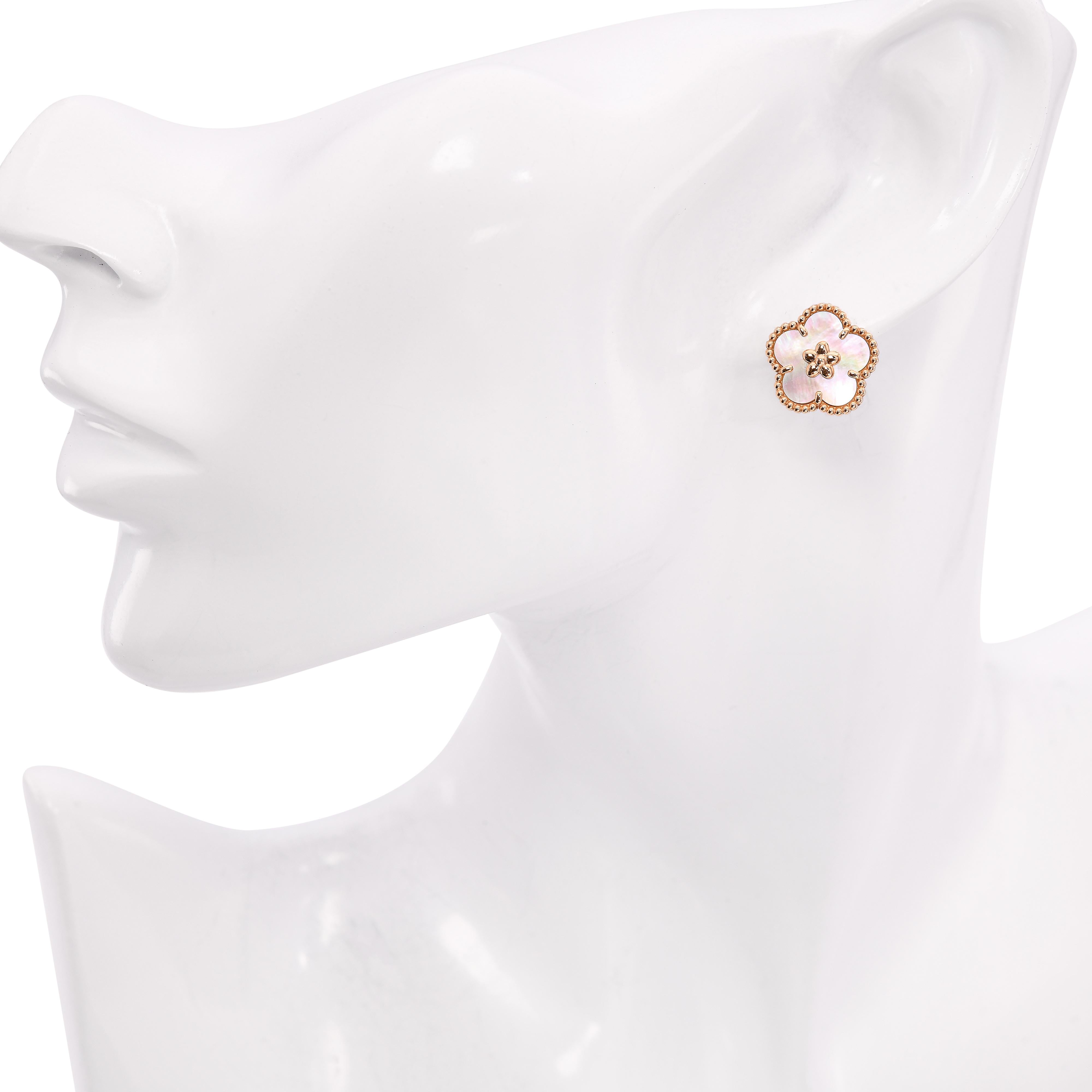 Van Cleef & Arpels 18k Yellow Gold Lucky Spring Plum Blossom Earrings