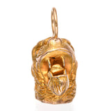Antique Victorian 17k Yellow Gold Sculptural Carved Tiger’s Head Pendant