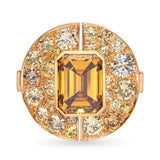 Vintage 18k Yellow Gold GIA 3.84ct Fancy Deep Orange Yellow VS2 Diamond Ring