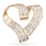 Vintage 14k Yellow Gold Channel Set Baguette Diamond Heart Pendant