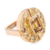 Vintage 18k Yellow Gold GIA 3.84ct Fancy Deep Orange Yellow VS2 Diamond Ring