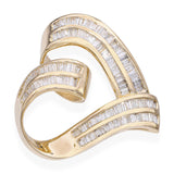 Vintage 14k Yellow Gold Channel Set Baguette Diamond Heart Pendant