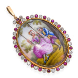Antique Victorian 14k Gold Diamond and Ruby Miniature Locket Pendant