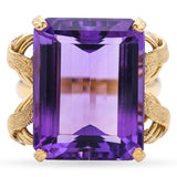 Vintage Early H. Stern Retro 19k Yellow Gold Amethyst Cocktail Ring