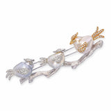 Pevtra 18k Two Tone Gold Pearl and Diamond "Birds on a Branch" Brooch
