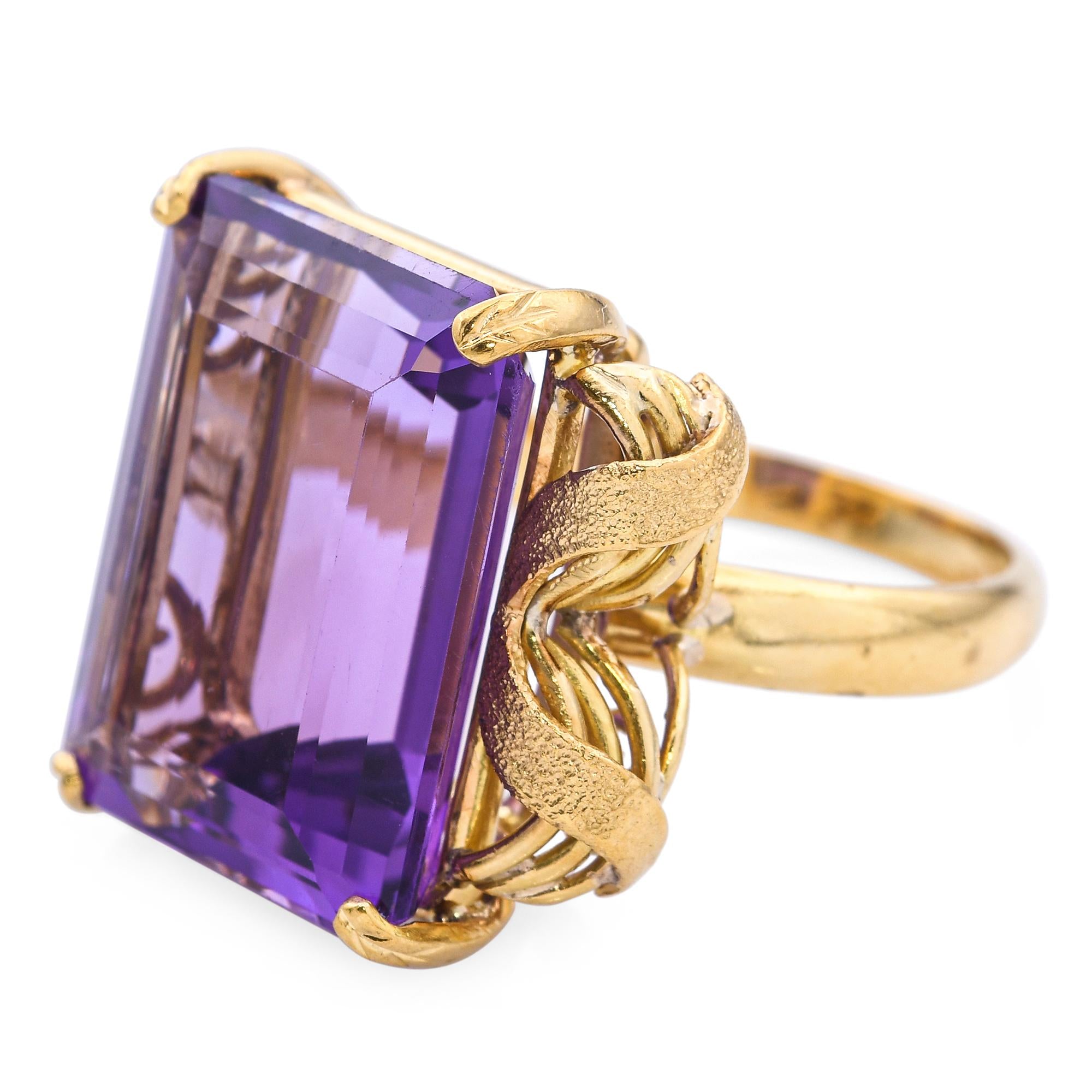 Vintage Early H. Stern Retro 19k Yellow Gold Amethyst Cocktail Ring