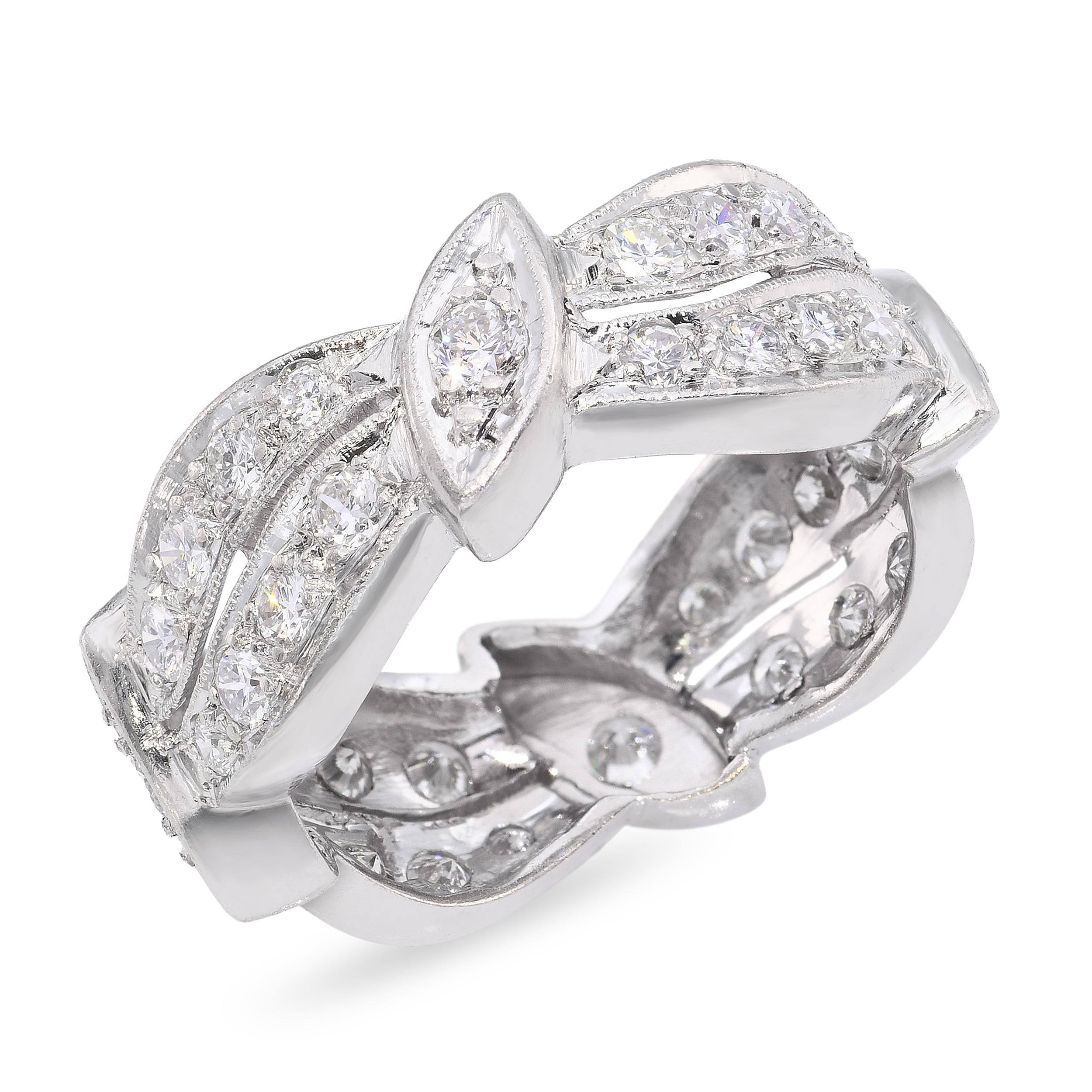 Vintage Platinum 0.84tcw H VS Diamond Band Ring
