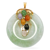 Vintage 14k Yellow Gold Multicolored Jade Donut Pendant