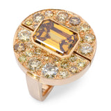 Vintage 18k Yellow Gold GIA 3.84ct Fancy Deep Orange Yellow VS2 Diamond Ring