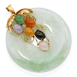 Vintage 14k Yellow Gold Multicolored Jade Donut Pendant