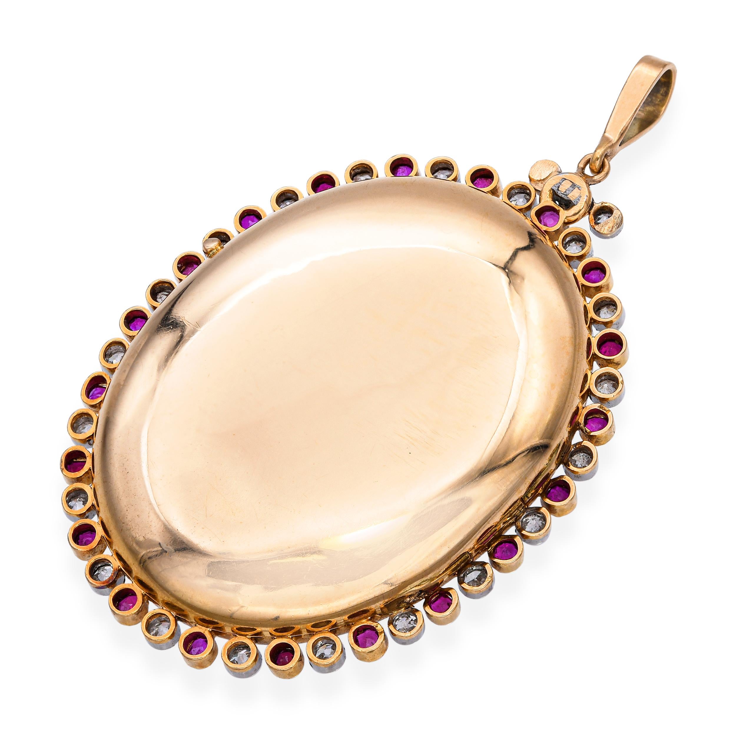 Antique Victorian 14k Gold Diamond and Ruby Miniature Locket Pendant