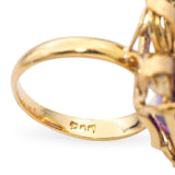 Vintage Early H. Stern Retro 19k Yellow Gold Amethyst Cocktail Ring