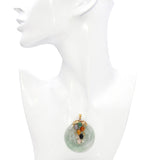 Vintage 14k Yellow Gold Multicolored Jade Donut Pendant