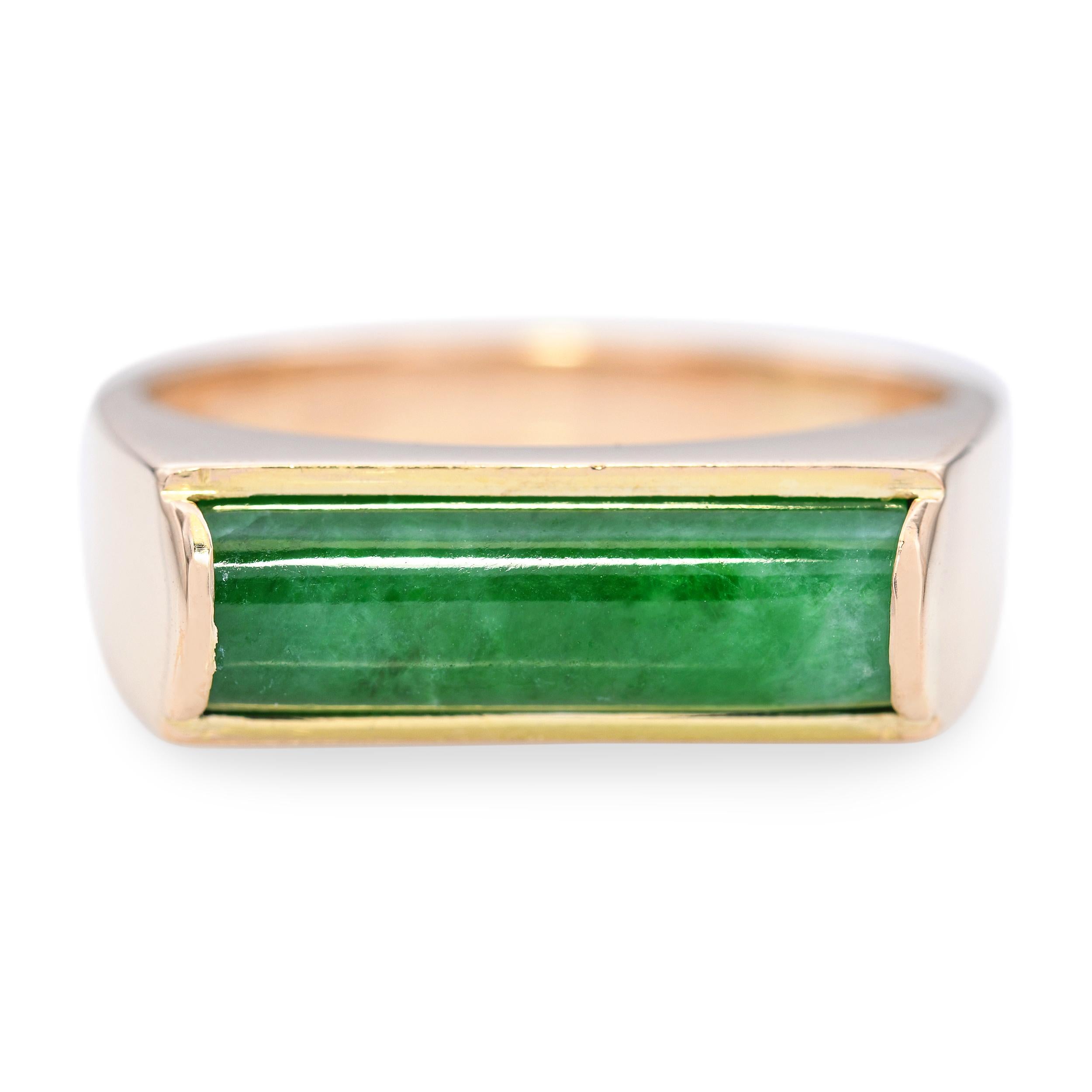 Vintage 14k Yellow Gold Jadeite Jade Ring