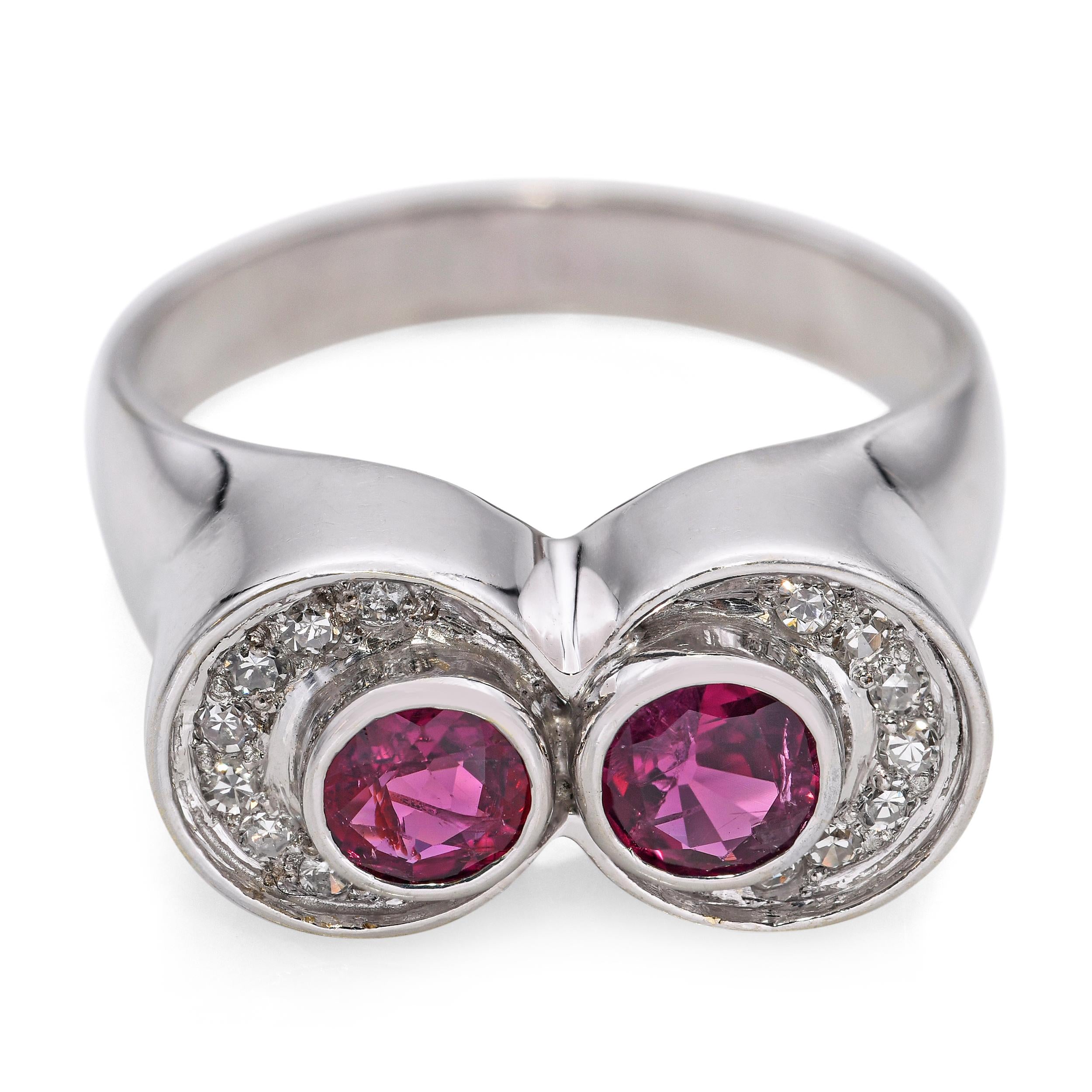 Vintage 14k White Gold Ruby and Diamond Ring