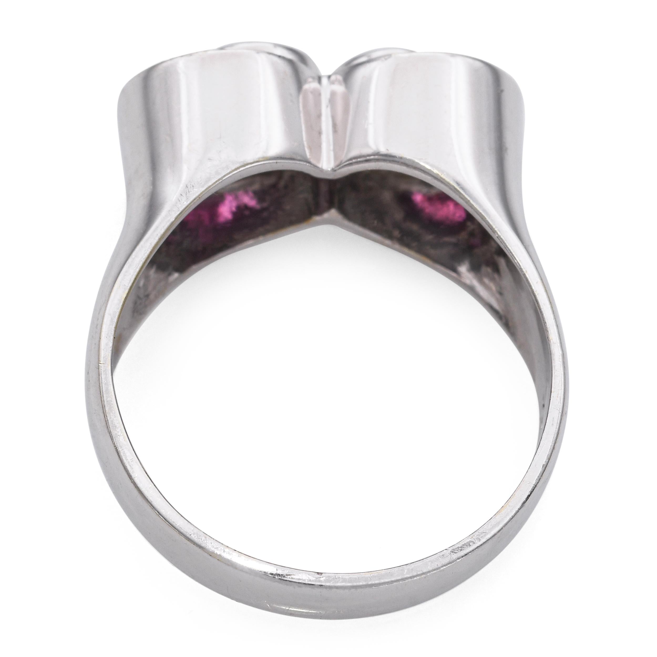 Vintage 14k White Gold Ruby and Diamond Ring