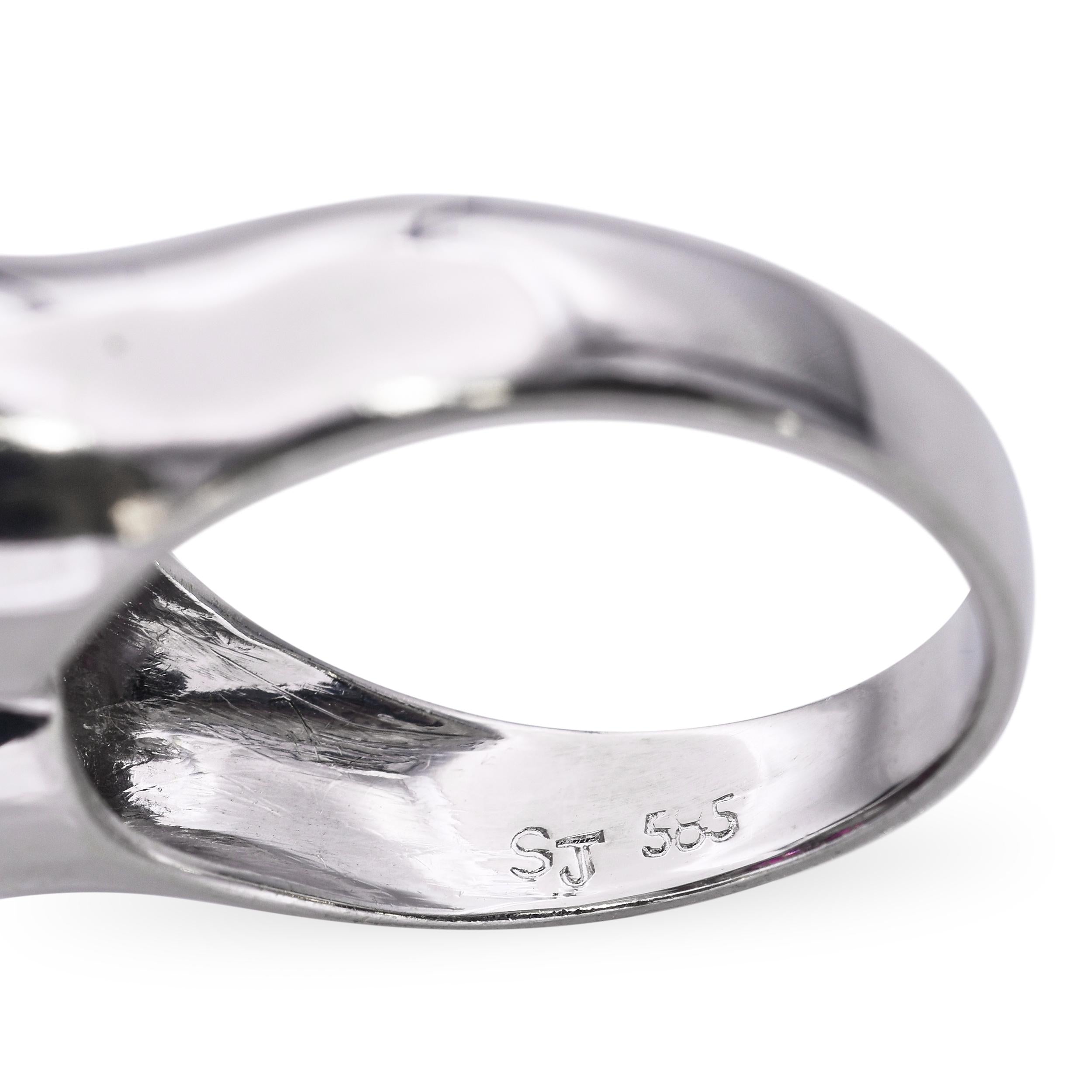 Vintage 14k White Gold Ruby and Diamond Ring